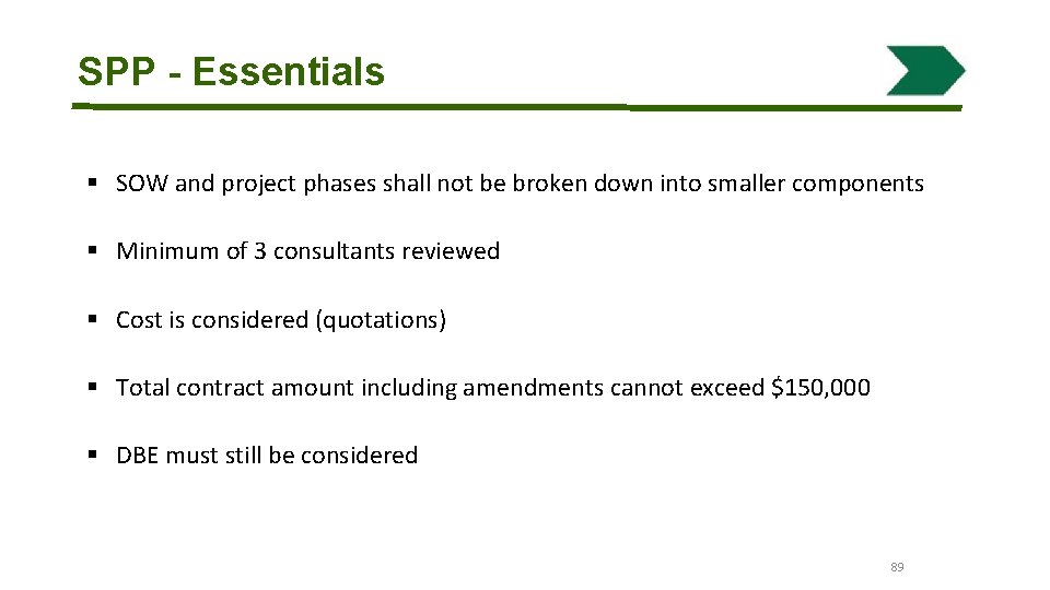 SPP - Essentials § SOW and project phases shall not be broken down into