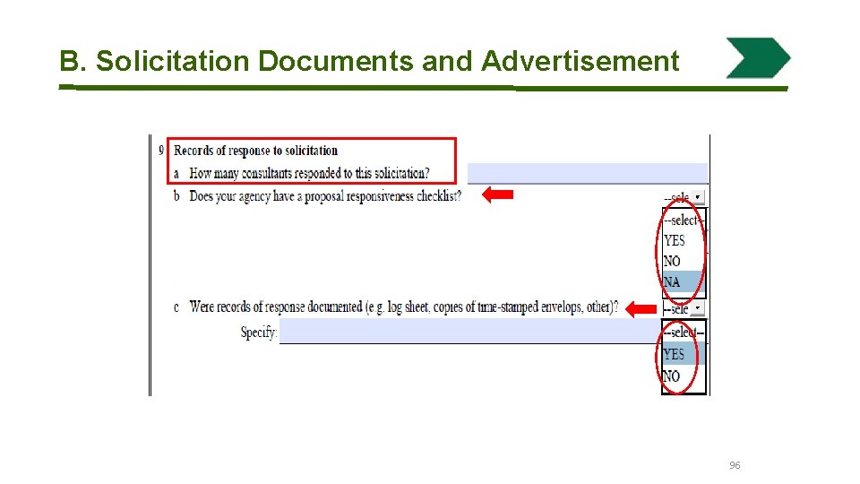 B. Solicitation Documents and Advertisement 96 