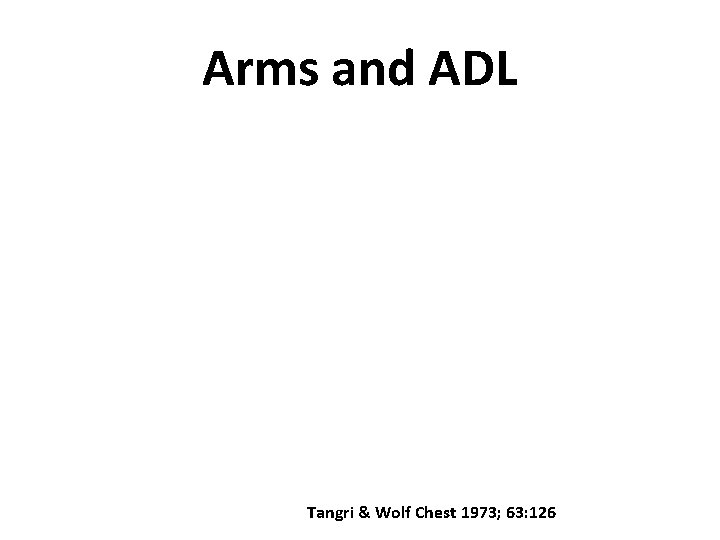 Arms and ADL Tangri & Wolf Chest 1973; 63: 126 