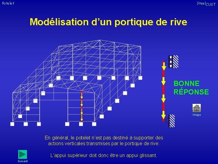 Potelet Steel. CUST Modélisation d’un portique de rive BONNE RÉPONSE Image En général, le