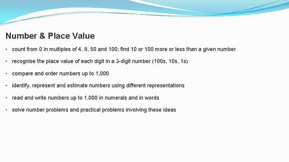 Number & Place Value • count from 0 in multiples of 4, 8, 50 Number & Place Value • count from 0 in multiples of 4, 8, 50