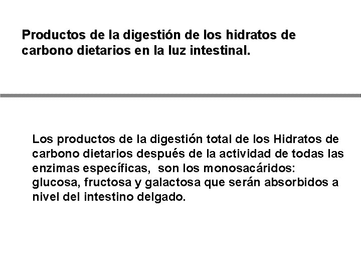 Productos de la digestión de los hidratos de carbono dietarios en la luz intestinal.