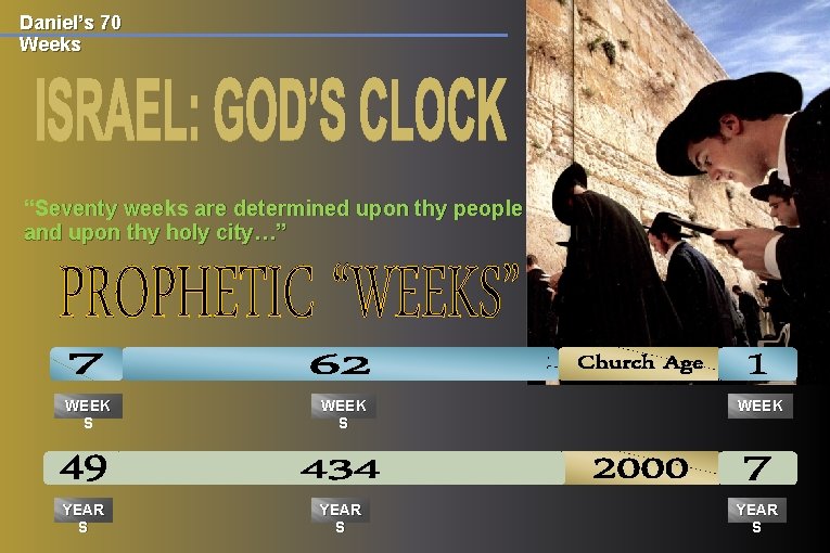 Daniel’s 70 Weeks “Seventy weeks are determined upon thy people and upon thy holy