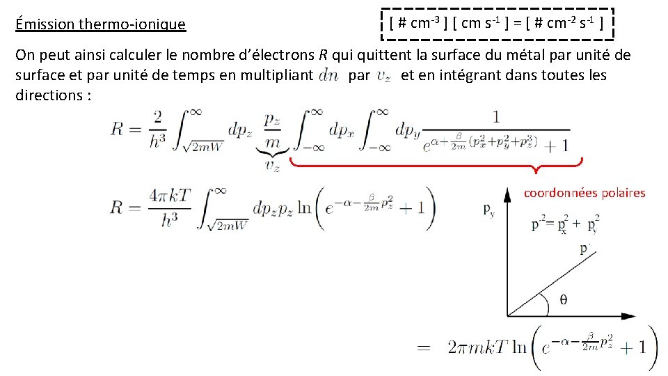 Émission thermo-ionique [ # cm-3 ] [ cm s-1 ] = [ # cm-2