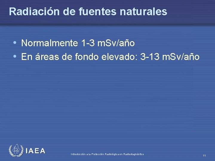 Radiación de fuentes naturales • Normalmente 1 -3 m. Sv/año • En áreas de