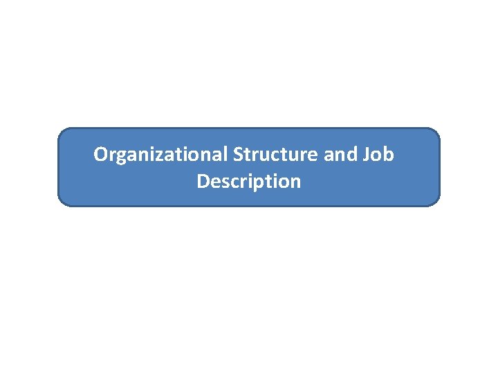 Organizational Structure and Job Description 