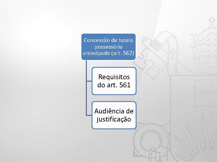 Concessão de tutela possessória antecipada (art. 562) Requisitos do art. 561 Audiência de justificação