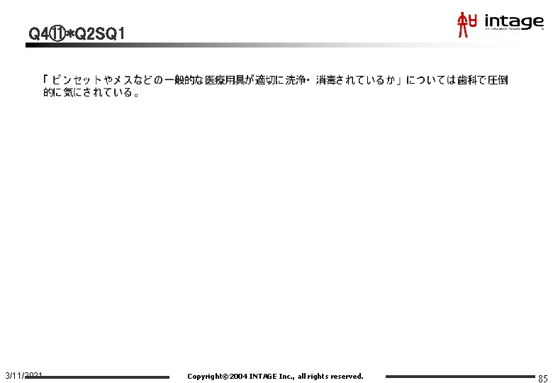 Q 4⑪*Q 2 SQ 1 3/11/2021 Copyright© 2004 INTAGE Inc. , all rights reserved.