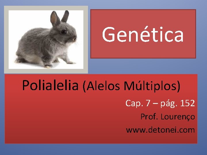 Genética Polialelia (Alelos Múltiplos) Cap. 7 – pág. 152 Prof. Lourenço www. detonei. com