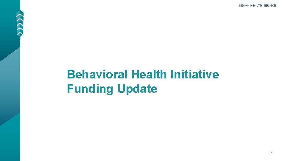 INDIAN HEALTH SERVICE Behavioral Health Initiative Funding Update 1 