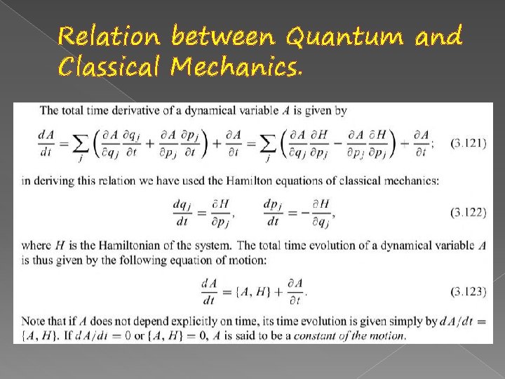 Relation between Quantum and Classical Mechanics. 