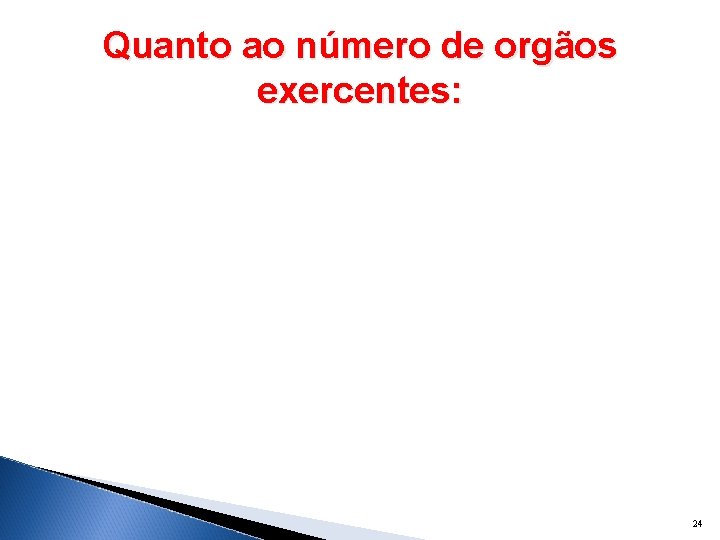 Quanto ao número de orgãos exercentes: 24 