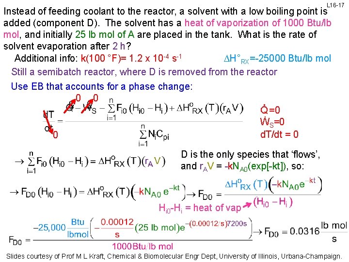 L 16 -17 Instead of feeding coolant to the reactor, a solvent with a L 16 -17 Instead of feeding coolant to the reactor, a solvent with a