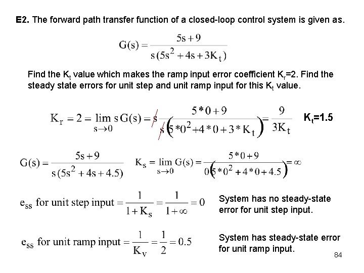 E 2. The forward path transfer function of a closed-loop control system is given E 2. The forward path transfer function of a closed-loop control system is given