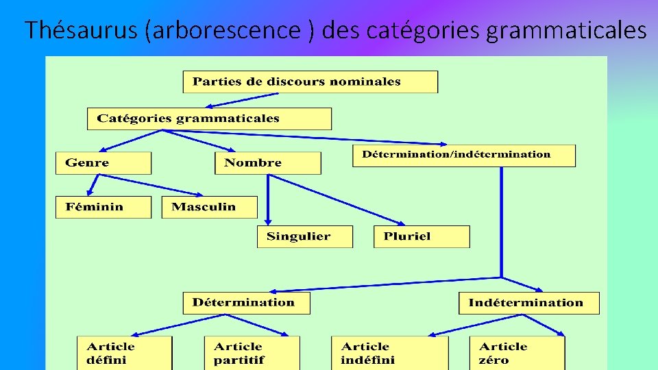 Thésaurus (arborescence ) des catégories grammaticales 