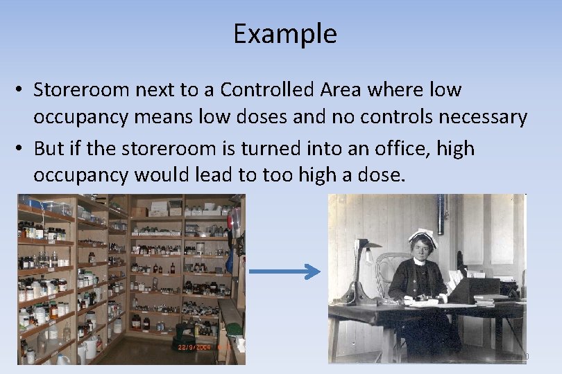 Example • Storeroom next to a Controlled Area where low occupancy means low doses