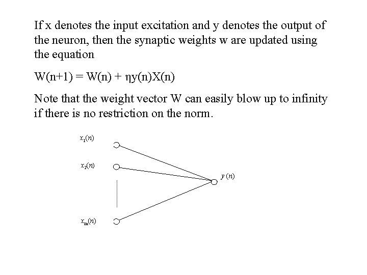 If x denotes the input excitation and y denotes the output of the neuron,