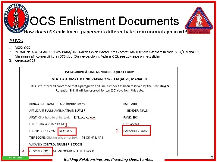 OCS Enlistment Documents How does 09 S enlistment paperwork differentiate from normal applicant? AUVS: