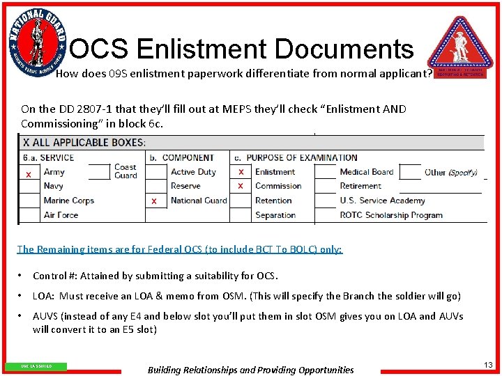 OCS Enlistment Documents How does 09 S enlistment paperwork differentiate from normal applicant? On
