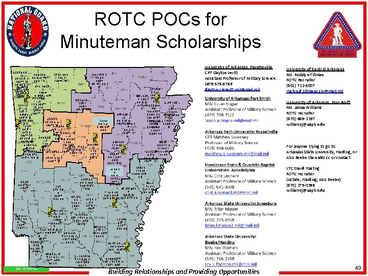 ROTC POCs for Minuteman Scholarships BENTONVILL ROGERS HARRISON E TH HHSB 1 BTRY A