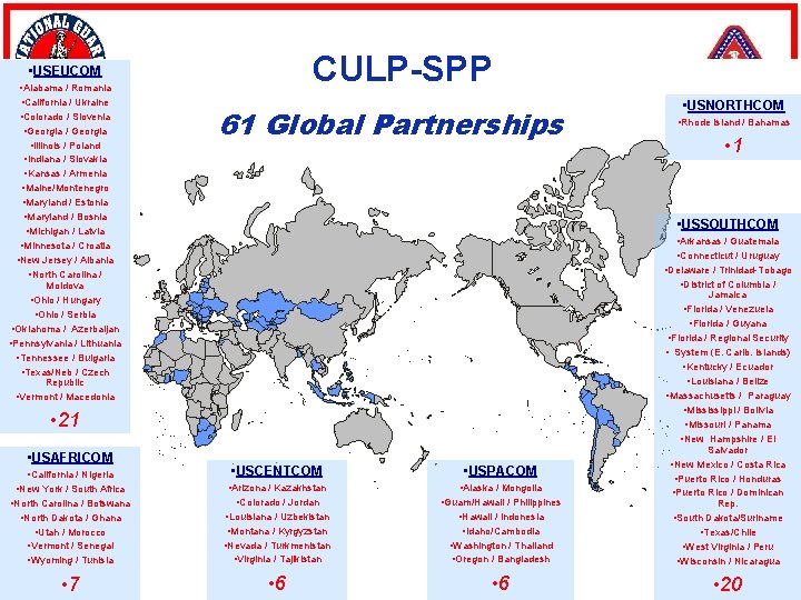  • USEUCOM • Alabama / Romania • California / Ukraine • Colorado /