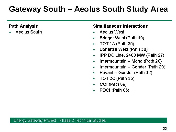 Gateway South – Aeolus South Study Area Path Analysis w Aeolus South Simultaneous Interactions