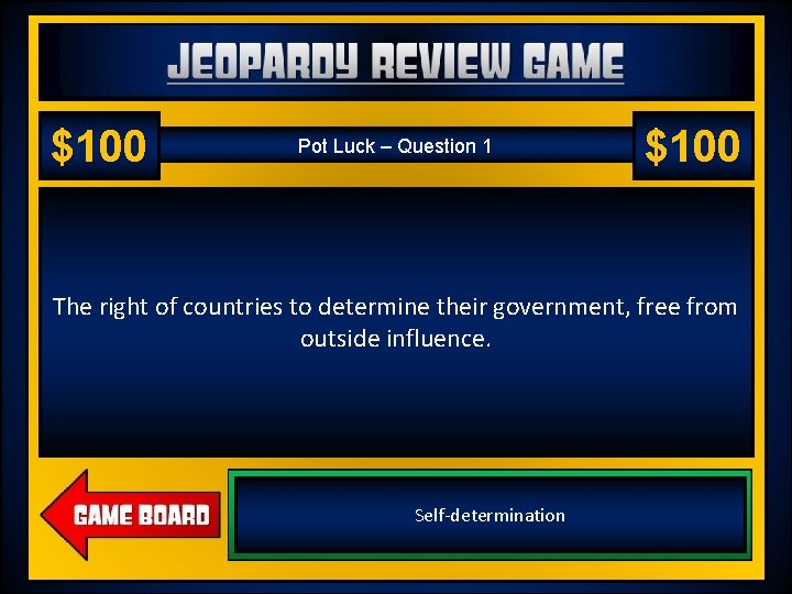 Jeopardy Review Game US History 2 – Chapter 18 – World War I $100