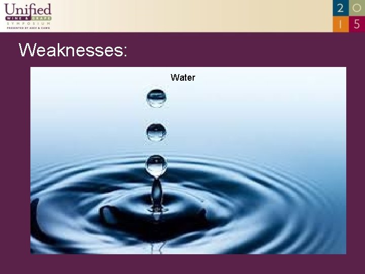 Weaknesses: Water 