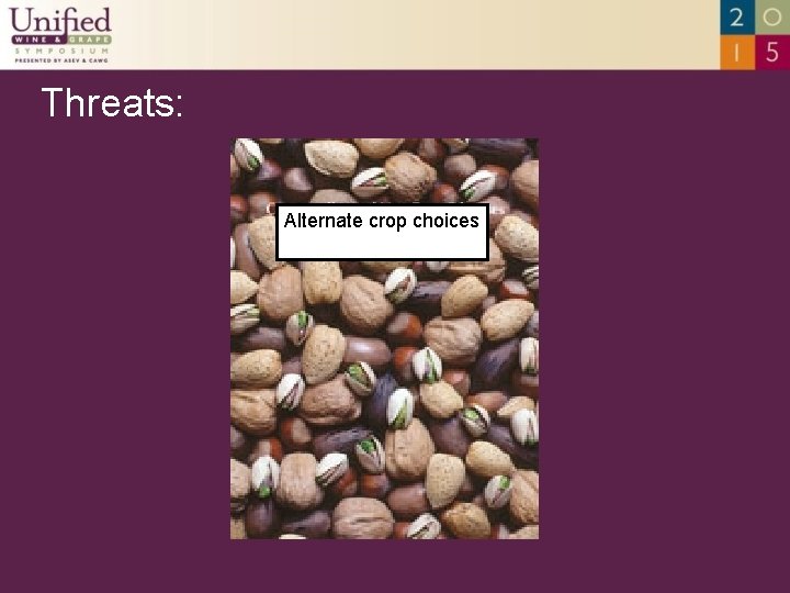 Threats: Alternate crop choices 