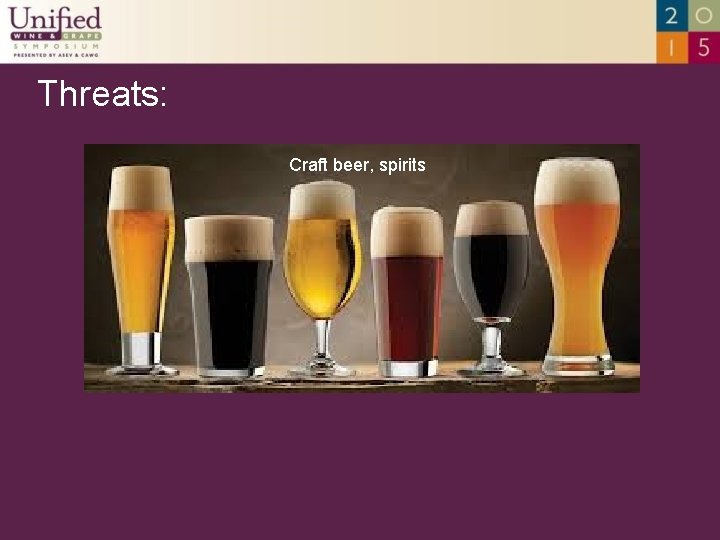 Threats: Craft beer, spirits 