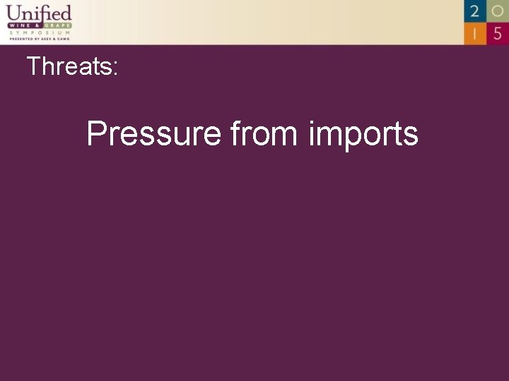 Threats: Pressure from imports 