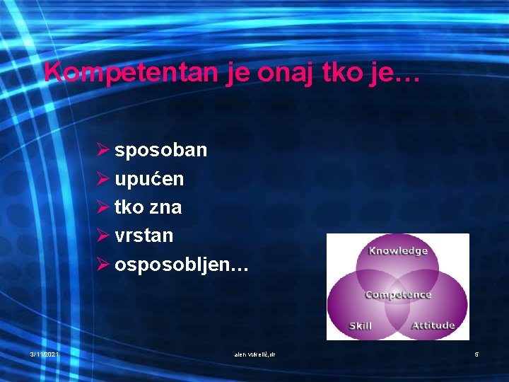 Kompetentan je onaj tko je… Ø sposoban Ø upućen Ø tko zna Ø vrstan