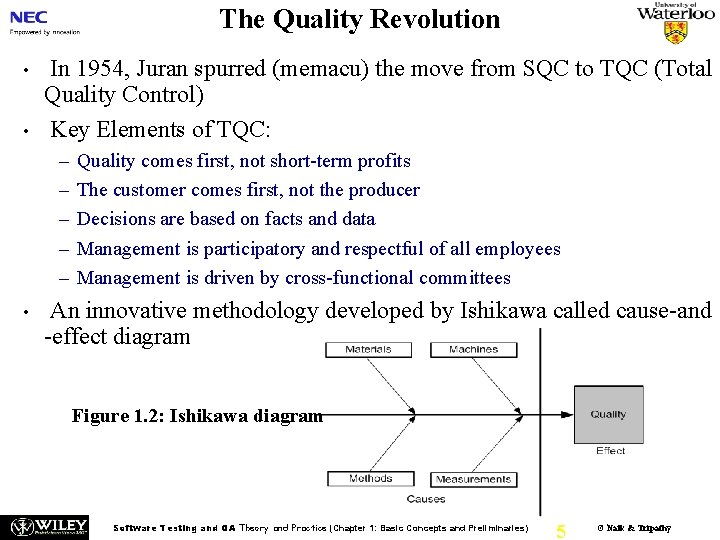 The Quality Revolution • • In 1954, Juran spurred (memacu) the move from SQC