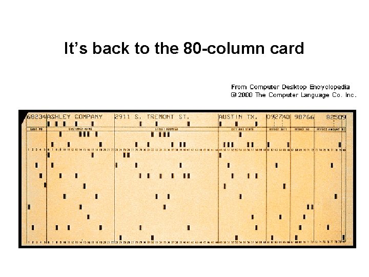 It’s back to the 80 -column card 