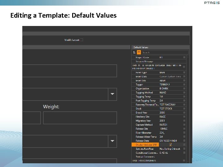 Editing a Template: Default Values Editing a Template: Default Values