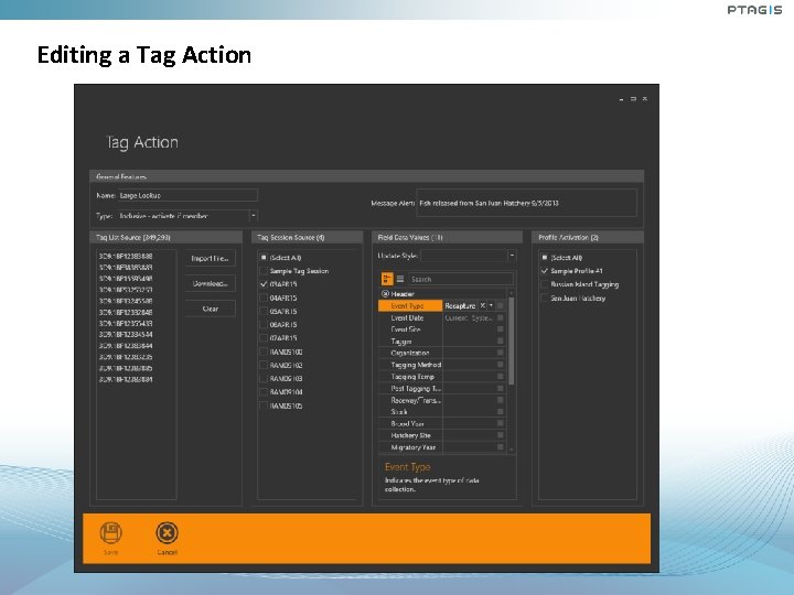 Editing a Tag Action Editing a Tag Action