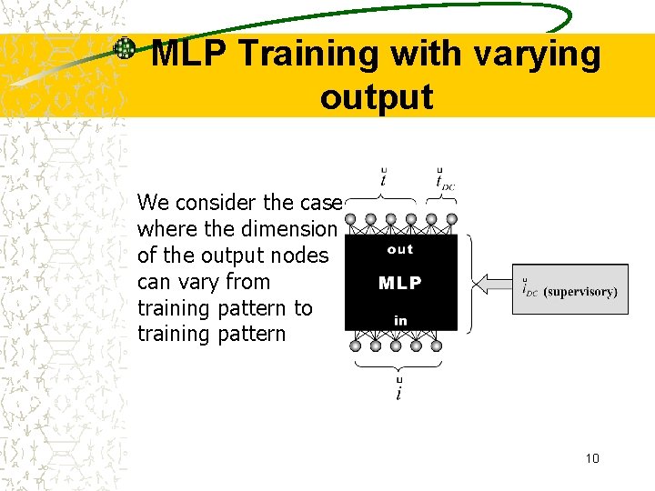 MLP Training with varying output We consider the case where the dimension of the