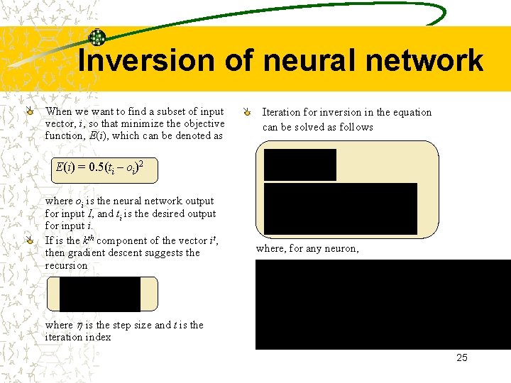 Inversion of neural network When we want to find a subset of input vector,