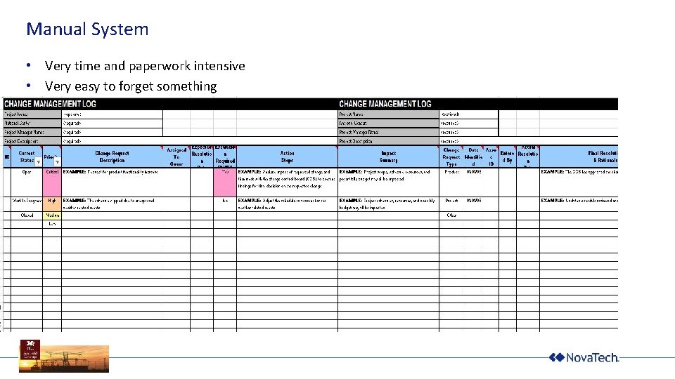 Manual System • Very time and paperwork intensive • Very easy to forget something
