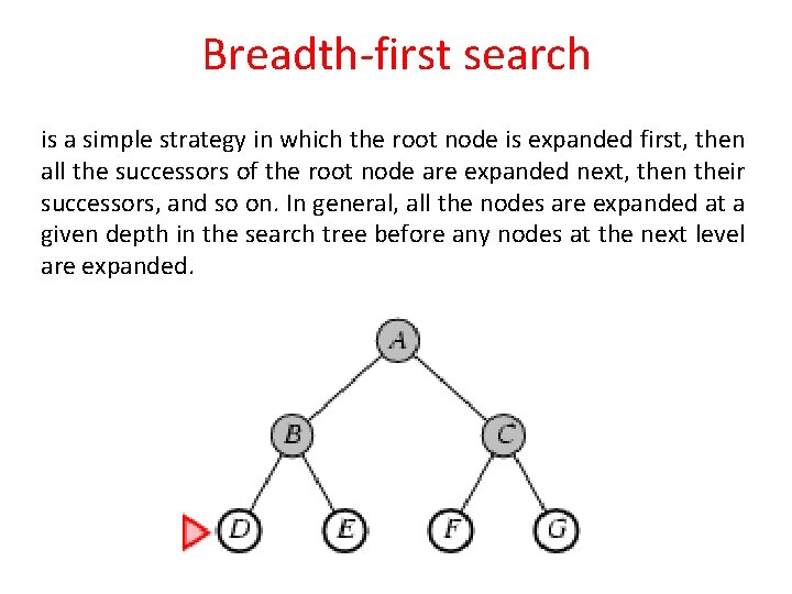 Breadth-first search is a simple strategy in which the root node is expanded first,