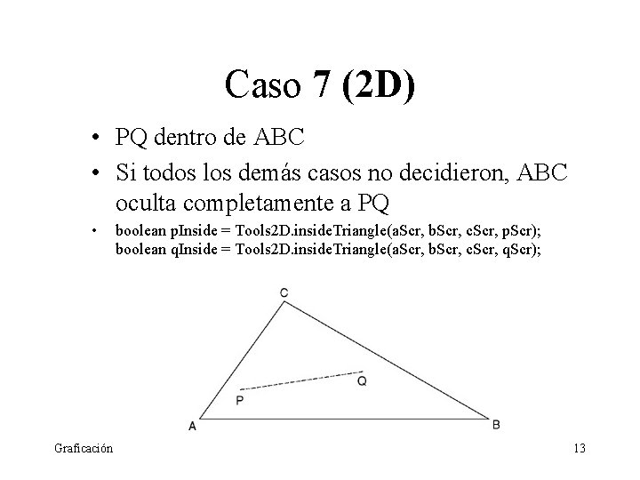 Caso 7 (2 D) • PQ dentro de ABC • Si todos los demás