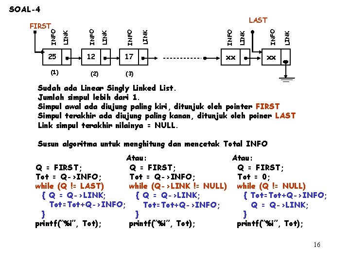 SOAL-4 (1) 12 (2) 17 xx LINK INFO LINK INFO 25 INFO LAST FIRST