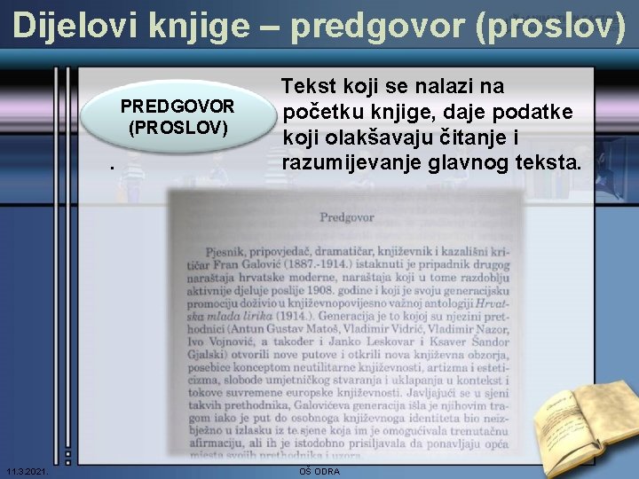 Dijelovi knjige – predgovor (proslov) - PREDGOVOR - (PROSLOV). 11. 3. 2021. Tekst koji