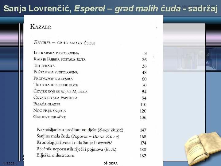 Sanja Lovrenčić, Esperel – grad malih čuda - sadržaj 11. 3. 2021. OŠ ODRA