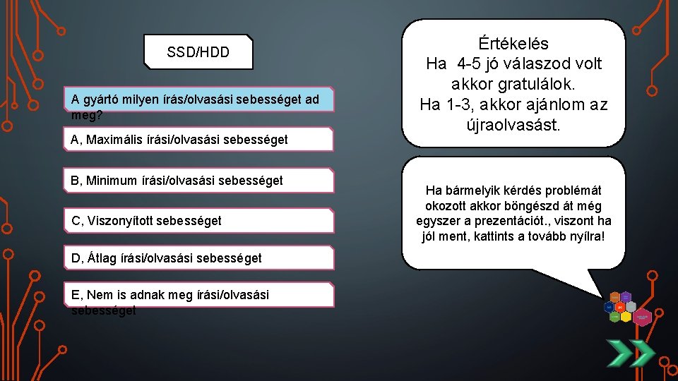 SSD/HDD A gyártó milyen írás/olvasási sebességet ad meg? A, Maximális írási/olvasási sebességet B, Minimum