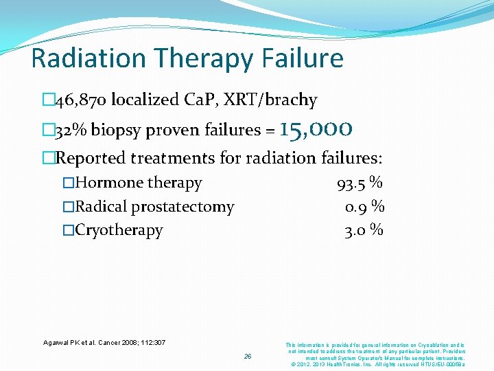 Radiation Therapy Failure � 46, 870 localized Ca. P, XRT/brachy � 32% biopsy proven Radiation Therapy Failure � 46, 870 localized Ca. P, XRT/brachy � 32% biopsy proven