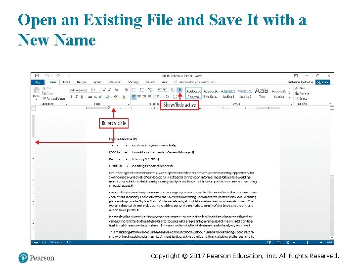 Open an Existing File and Save It with a New Name Copyright © 2017