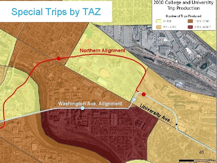 Special Trips by TAZ Northern Alignment Washington Ave. Alignment Un ive rsi ty Av