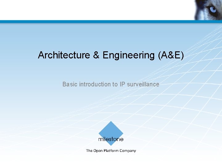 Architecture & Engineering (A&E) Basic introduction to IP surveillance 