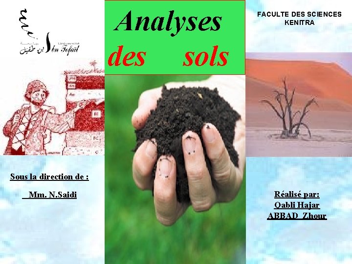 Analyses des sols FACULTE DES SCIENCES KENITRA Sous la direction de : Mm. N.